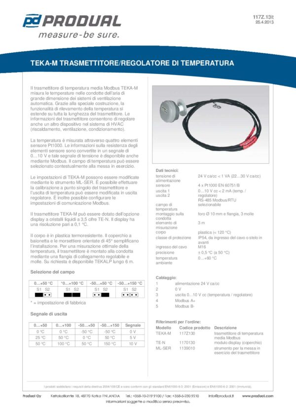 TEKA-M TRASM. TEMP. MEDIA 0-10V MODBUS - immagine 2