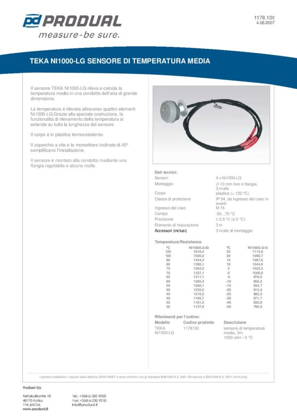 TEKA NI 1000-LG NI 1000-LG SENSORE TEMP. MEDIA  3 M - immagine 2