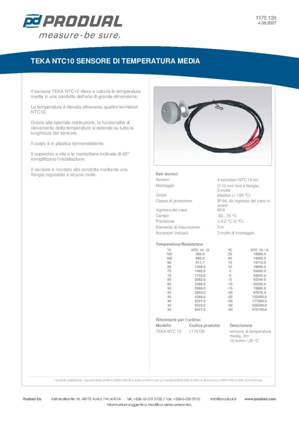 TEKA NTC 10 NTC 10 SENSORE TEMP. MEDIA - immagine 2