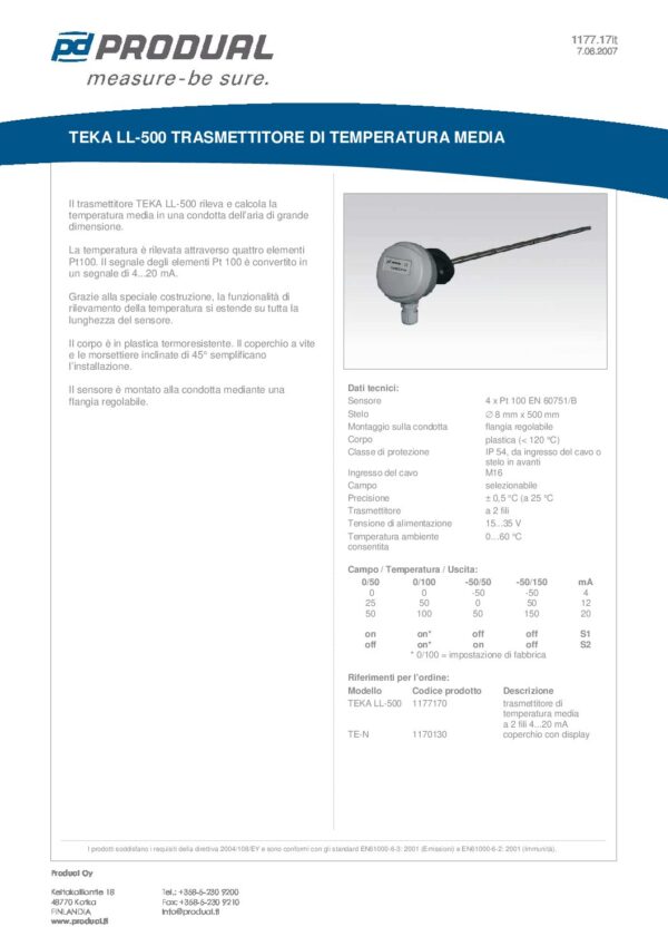 TEKA LL-500 TRASM. TEMP. CONDOTTA 500MM - immagine 2