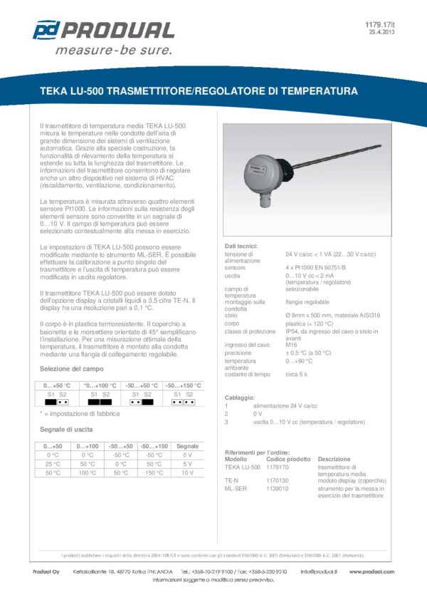 TEKA LU-500 TRASM. TEMP. CONDOTTA 500MM - immagine 2