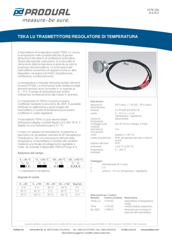 TEKA LU TRASM. TEMP. MEDIA 3M 0-10V - immagine 2
