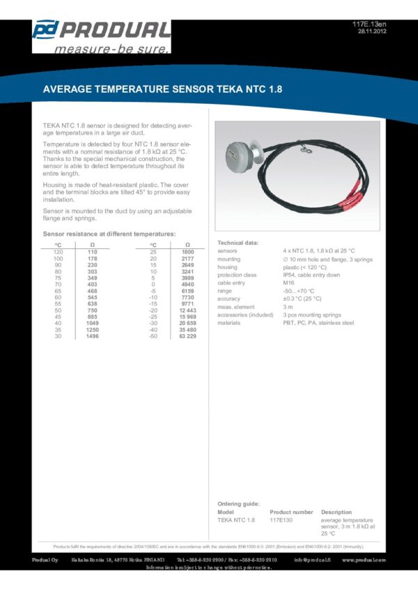 TEKA NTC 1.8 NTC 1.8 SENSORE TEMP. MEDIA - immagine 2