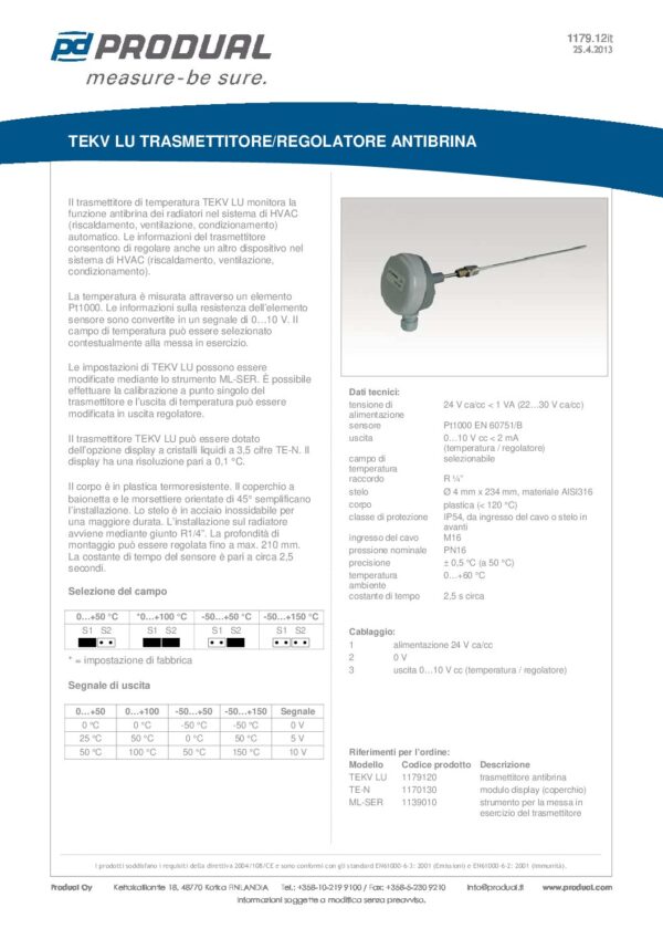 TEKV NI 1000 NI 1000 (DIN) SENSORE ANTIGELO - immagine 2