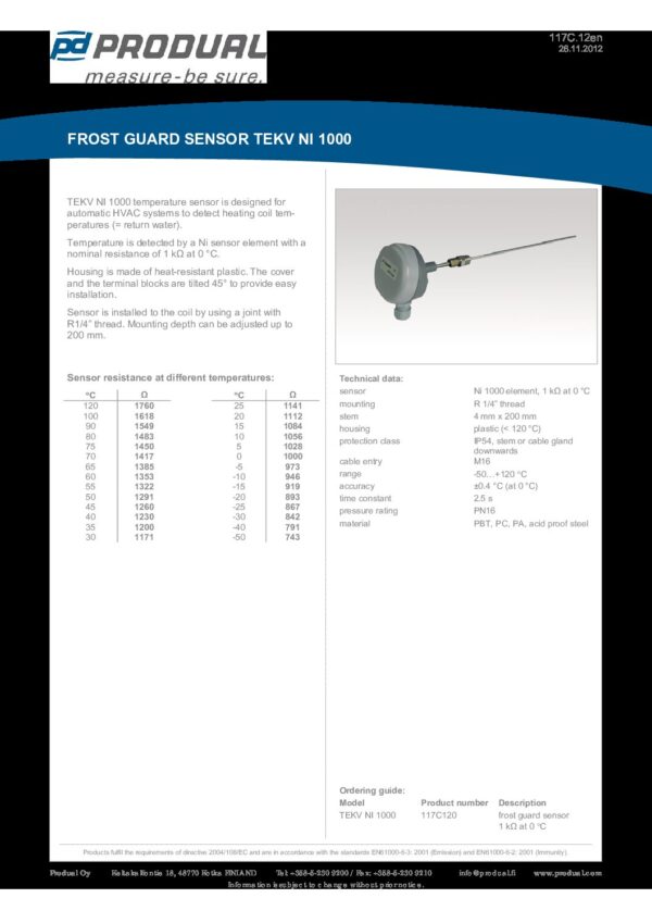 TEKV NI 1000 NI 1000 (DIN) SENSORE ANTIGELO - immagine 2