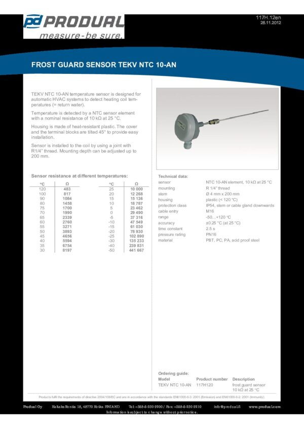 TEKV NTC 10-AN NTC 10-AN SENSORE ANTIGELO - immagine 2