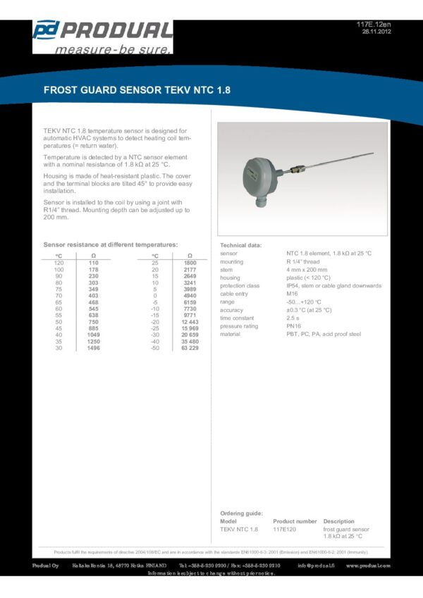 TEKV NTC 1.8 NTC 1.8 SENSORE ANTIGELO - immagine 2