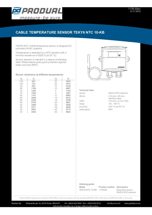 TEKY6 NTC 10-KB NTC 10KB 6mm SENSORE A CAVO - immagine 2