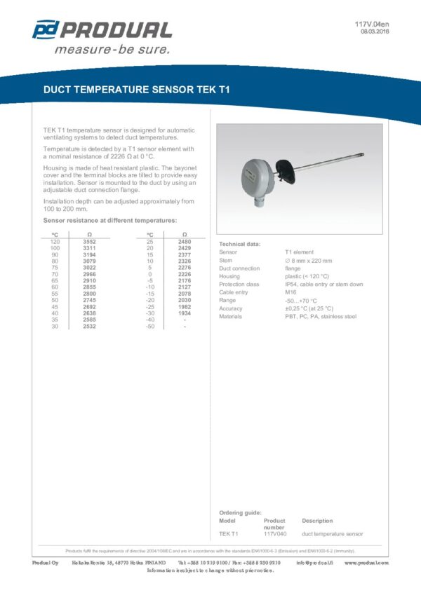 TEK T1 T1 SENSORE TEMP. CONDOTTA - immagine 2