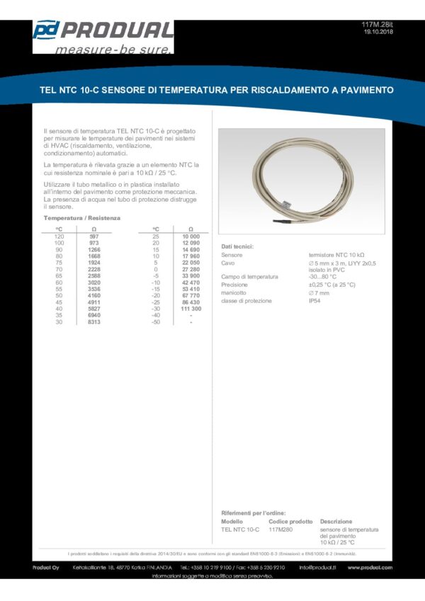 TEL NTC 1.8 NTC 1.8 SENSORE PAVIMENTO - immagine 2