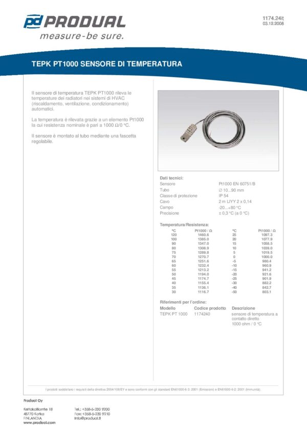 TEPK PT 1000 PT 1000 SENSORE STRAP-ON - immagine 2