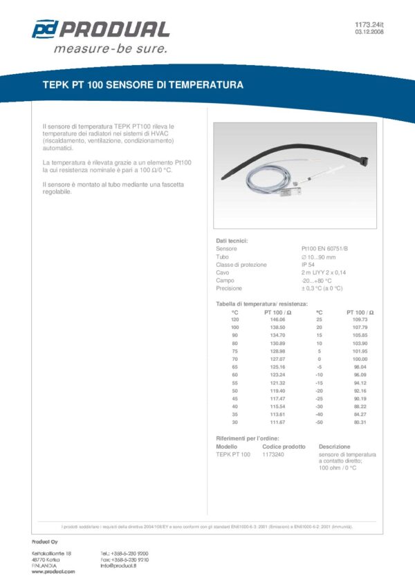 TEPK PT 100 PT 100 SENSORE STRAP-ON - immagine 2