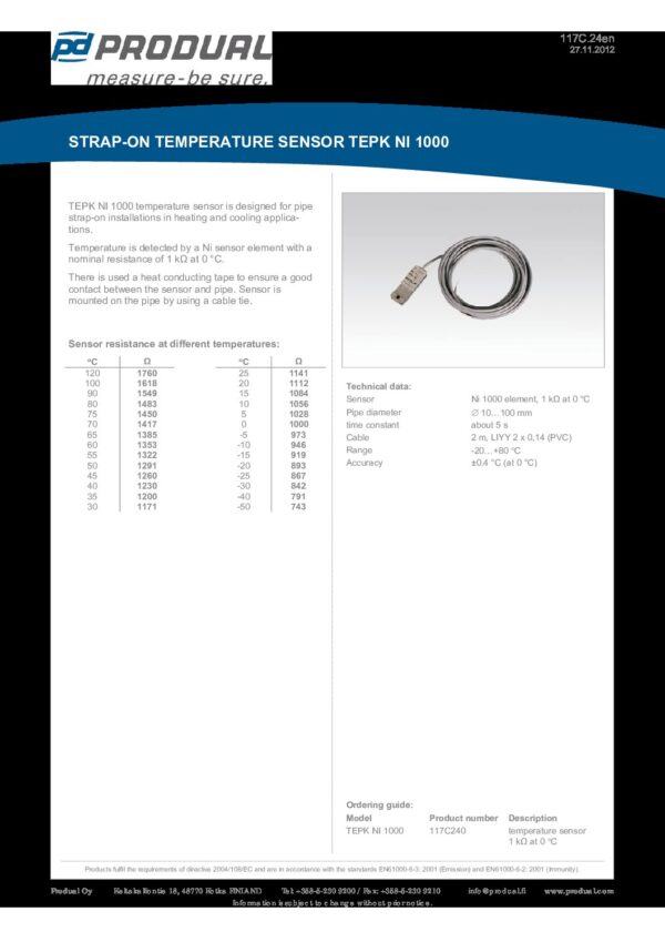 TEPK NI 1000 NI 1000(DIN) SENSORE STRAP-ON - immagine 2