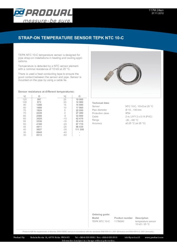 TEPK NTC 10-C NTC 10-CAREL SENSORE STRAP-ON - immagine 2