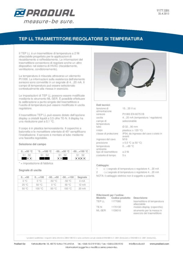 TEP LL TRASMETTITORE TEMP. A CONTATTO - immagine 2