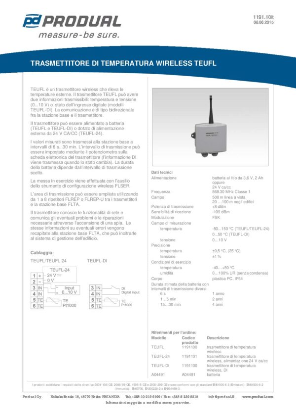 TEUFL SENSORE WIRELESS TEMPERATURA ESTERNA - immagine 2