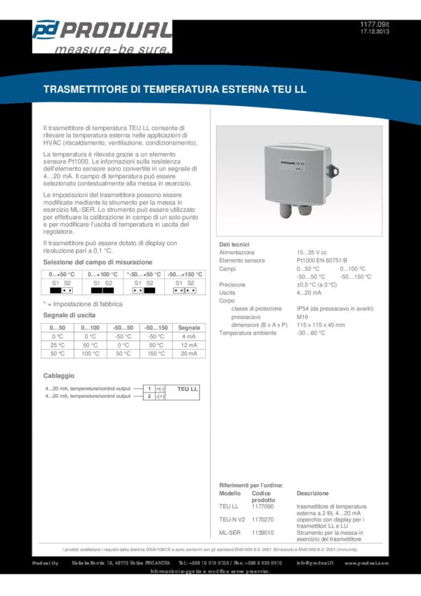 TEU LL TRASM. TEMP. ARIA ESTERNO - immagine 2