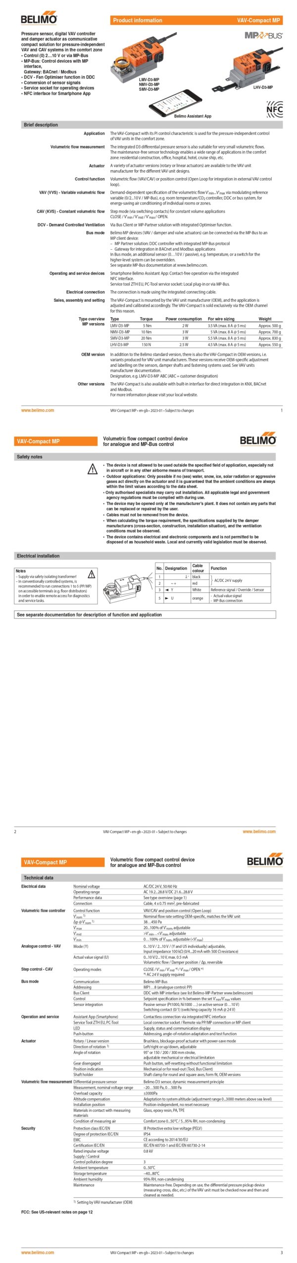 NMV-D3-RE Regolatore di portata VAV-Compact, 10 Nm, AC/DC 24 V, 2...10 V, IP54 - immagine 2