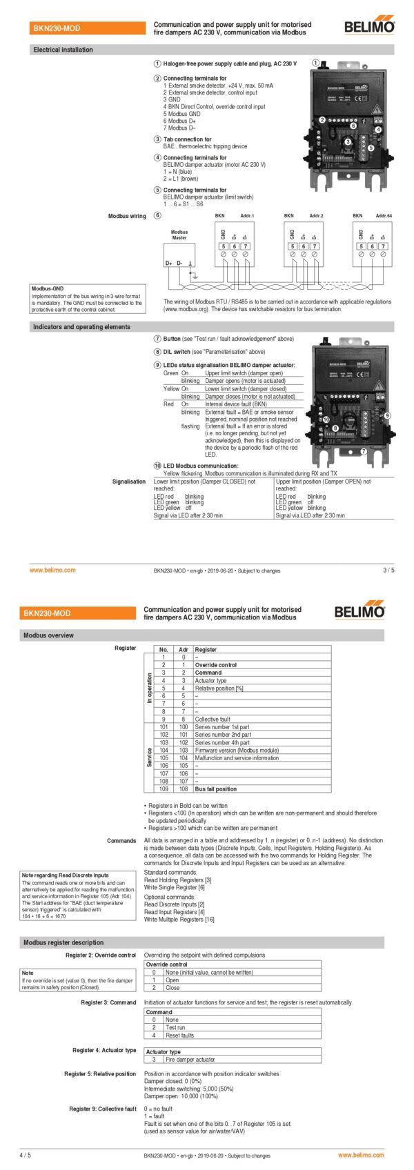 BKN230-MOD Unità di alimentazione e comunicazione per attuatori per serrande tagliafuoco 230 V  Prezzo di listino373,00 EUR - immagine 3