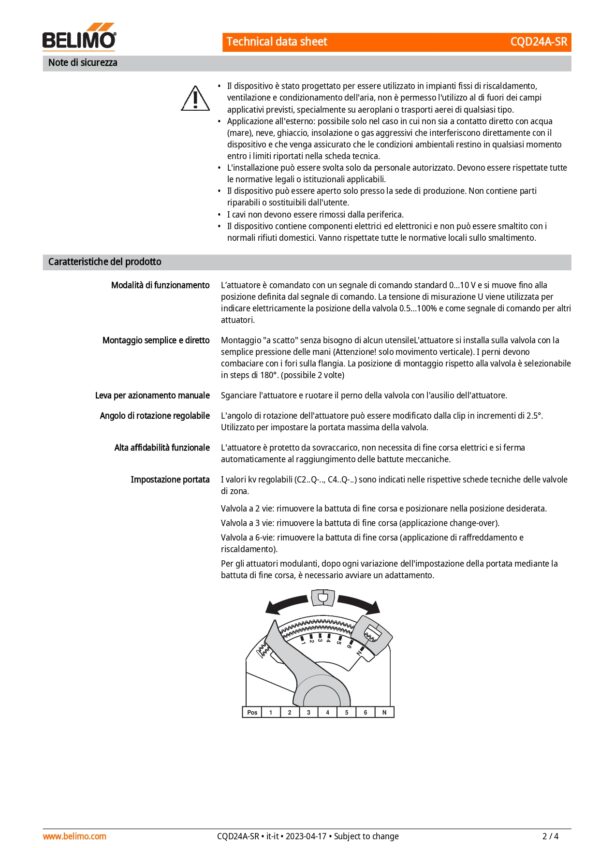 CQD24A-SR Attuatore rotativo (ZoneTight), 1 Nm, AC/DC 24 V, 2...10 V, 15 s, IP40 - immagine 3