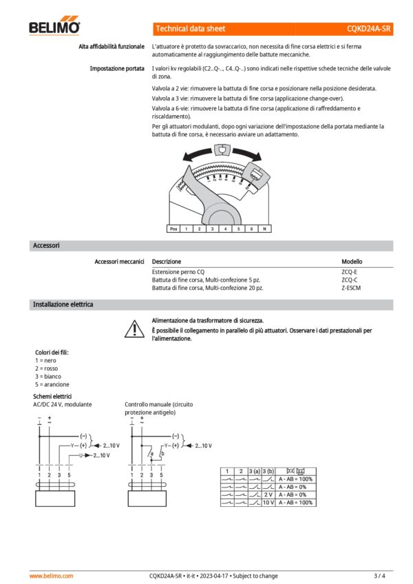 CQKD24A-SR Attuatore rotativo con funzione di sicurezza (ZoneTight) NC, 1 Nm, AC/DC 24 V, 2...10 V, 15 s, IP40 - immagine 4