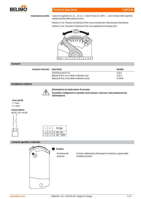 CQKD24A Attuatore rotativo con funzione di sicurezza (ZoneTight) NC, 1 Nm, AC/DC 24 V, On/Off, 15 s, IP40 - immagine 4