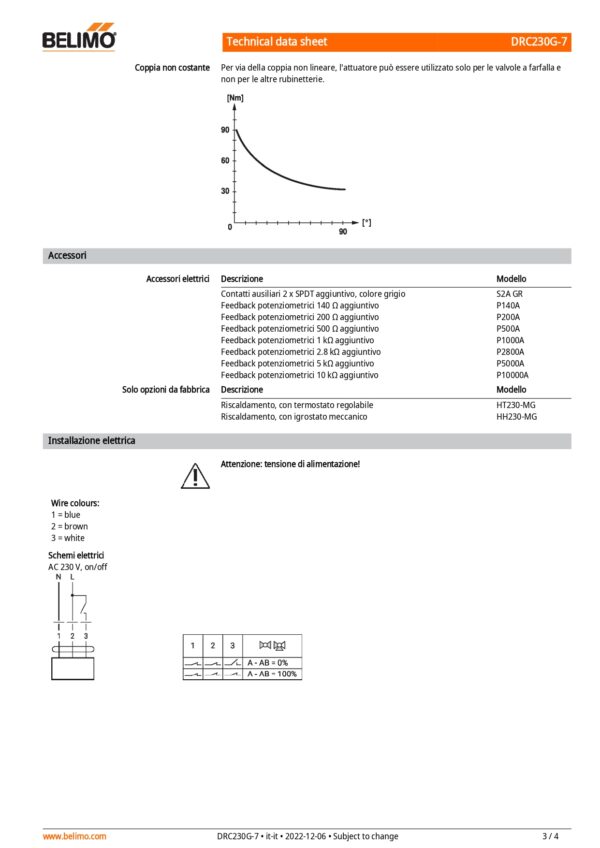 DRC230G-7 Attuatore rotativo, Max. 90 Nm (non costante) (non costante), AC 100...240 V, On/Off, 35 s, IP66/67, F07 - immagine 4