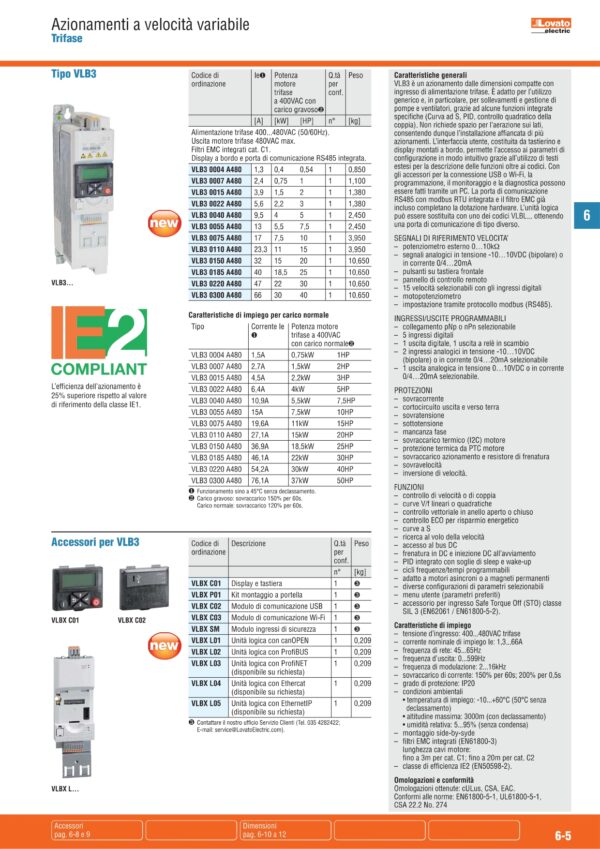 VLB30022A480 LOVATO - LOVVLB30022A480 INVERTER TRIFASE 2,2KW 400V CON FILTRO - immagine 2