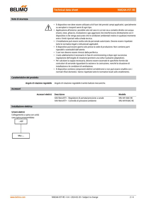 NM24A-VST-RE Attuatore rotativo per VRU, 10 Nm, AC/DC 24 V, 120 s, IP54, Retrofit - immagine 3