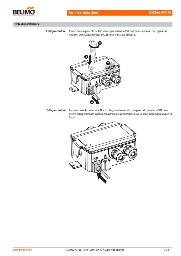 NM24A-VST-RE Attuatore rotativo per VRU, 10 Nm, AC/DC 24 V, 120 s, IP54, Retrofit - immagine 4