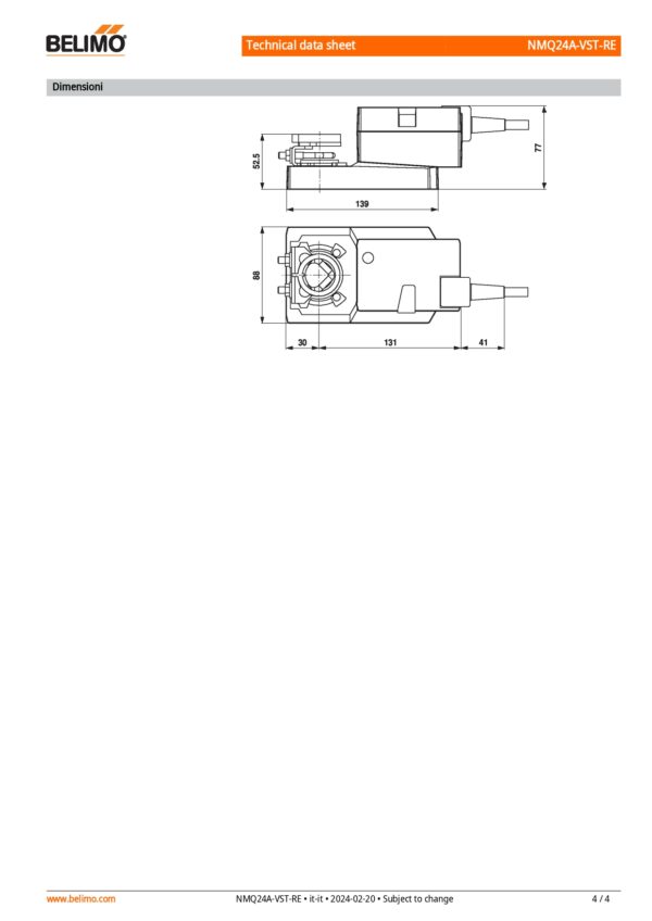 NMQ24A-VST-RE Attuatore rotativo per VRU, 8 Nm, AC/DC 24 V, 4 s, IP54, Retrofit - immagine 5
